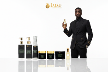 Refined Twilight — 7-Piece Lineup, Black Male Model Black Gold Suit Right