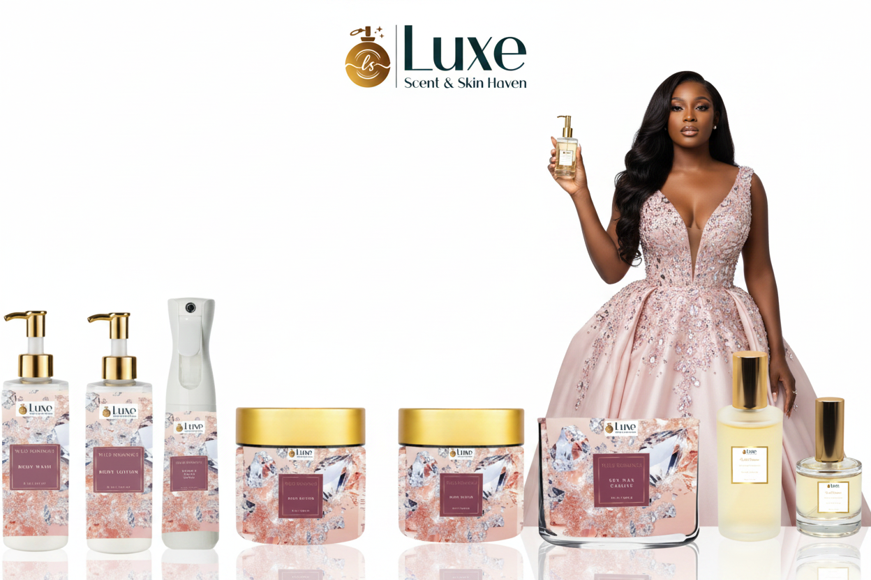 Wild Romance — 8-Piece Lineup, Black Model Blush Pink Crystal Gown Right