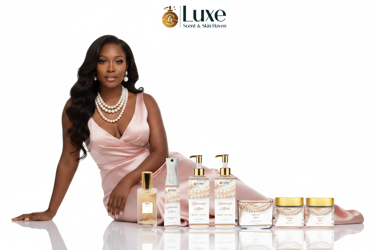 Bedazzled Allure — 7-Piece Lineup, Black Model Seated Left