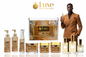 Cascade Mountain — 9-Piece Lineup, Black Male Model Amber Brown Gold Suit Right Holding Parfum