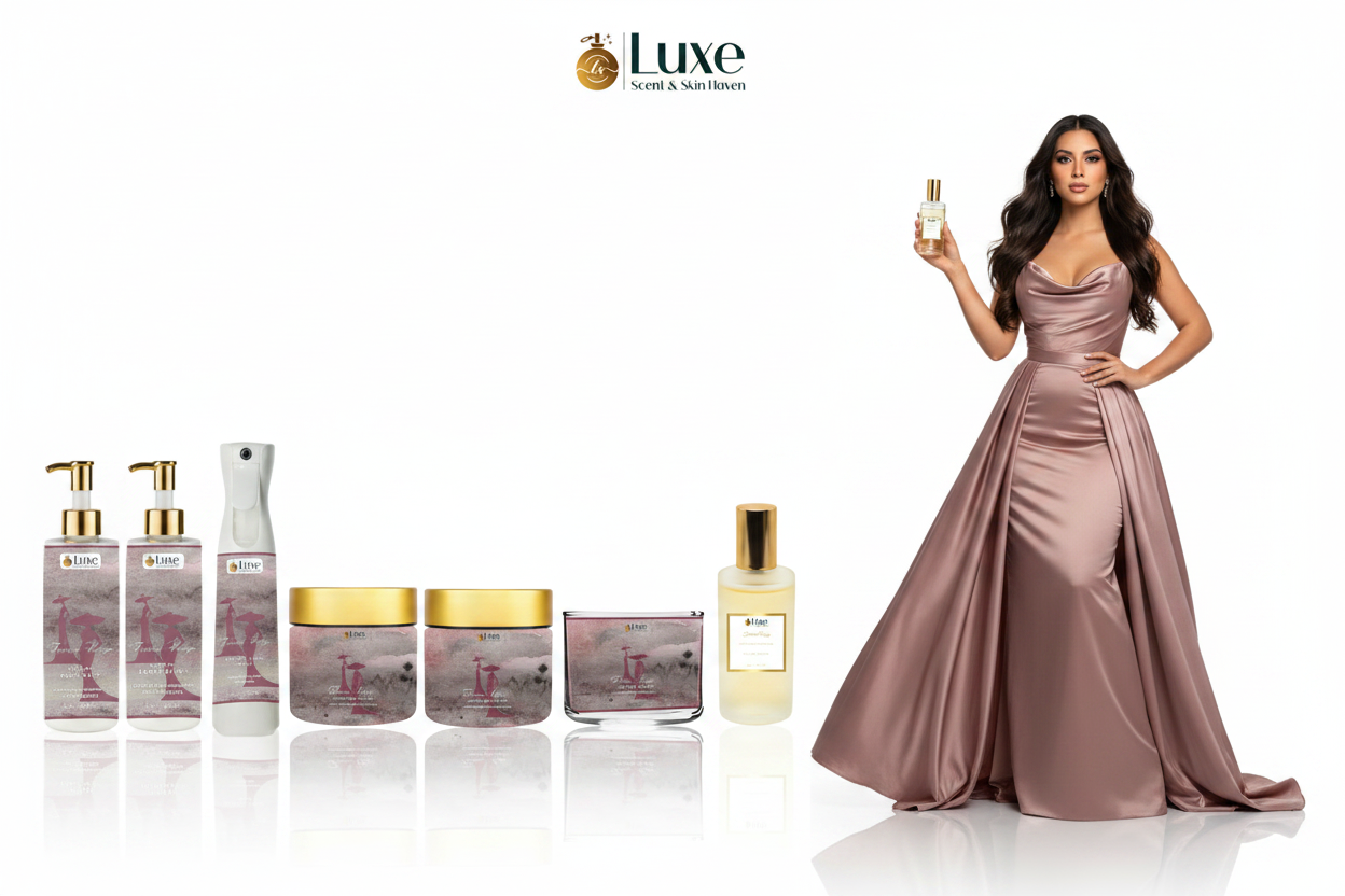 Femme Visage — 7-Piece Lineup, Latina Model Dusty Mauve Gown Right