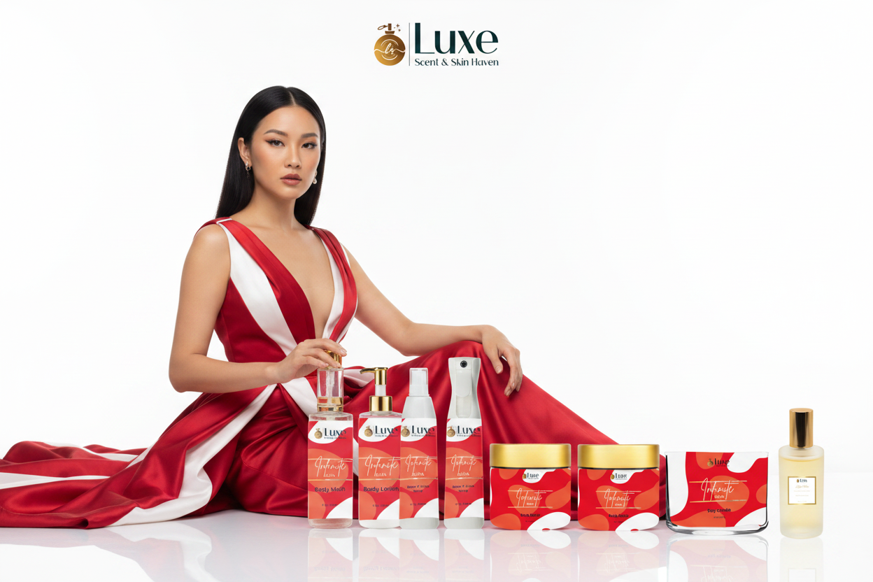 Infinite Aura — 7-Piece Lineup, East Asian Female Model Seated Left