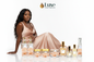 Petal Luxe — Full 9-Piece Lineup, Black Model Seated Left