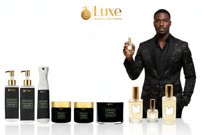 Refined Twilight — 9-Piece Lineup, Black Male Model Black Gold Suit Right
