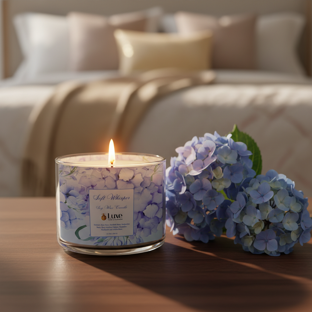 Soft Whisper Round Candle — Lit Moody Hero