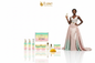 Star Rose For Her — 8-Piece Lineup Clean White Background, Black Female Model Pastel Pink Mint Gold Gown Right