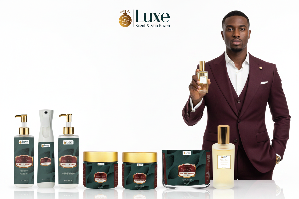 Valor & Charm — 7-Piece Lineup, Black Male Model Right